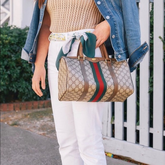 Gucci Handbags - Authentic Gucci brown monogram coated canvas Boston satchel bag